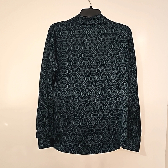 The Limited black green circular print blouse Med button up sleeve office - Picture 6 of 6